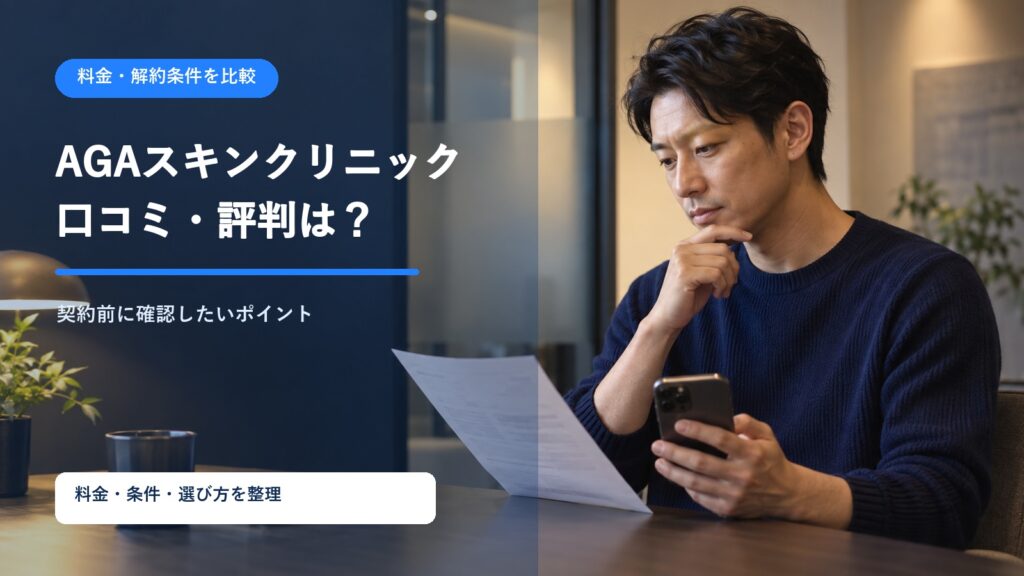 AGAスキンクリニックの口コミ・評判は？料金・解約条件を他院比較