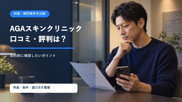 料金と解約条件を確認しAGA治療の相談先を比較する男性