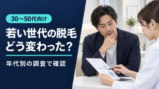 30～50代向け、若い世代の脱毛事情を年代別調査で確認する記事のアイキャッチ