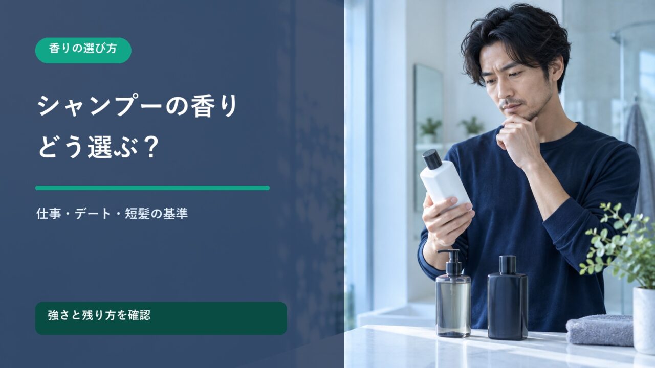 シャンプーの香りを選ぶ男性と仕事・デート・短髪での選び方のタイトル