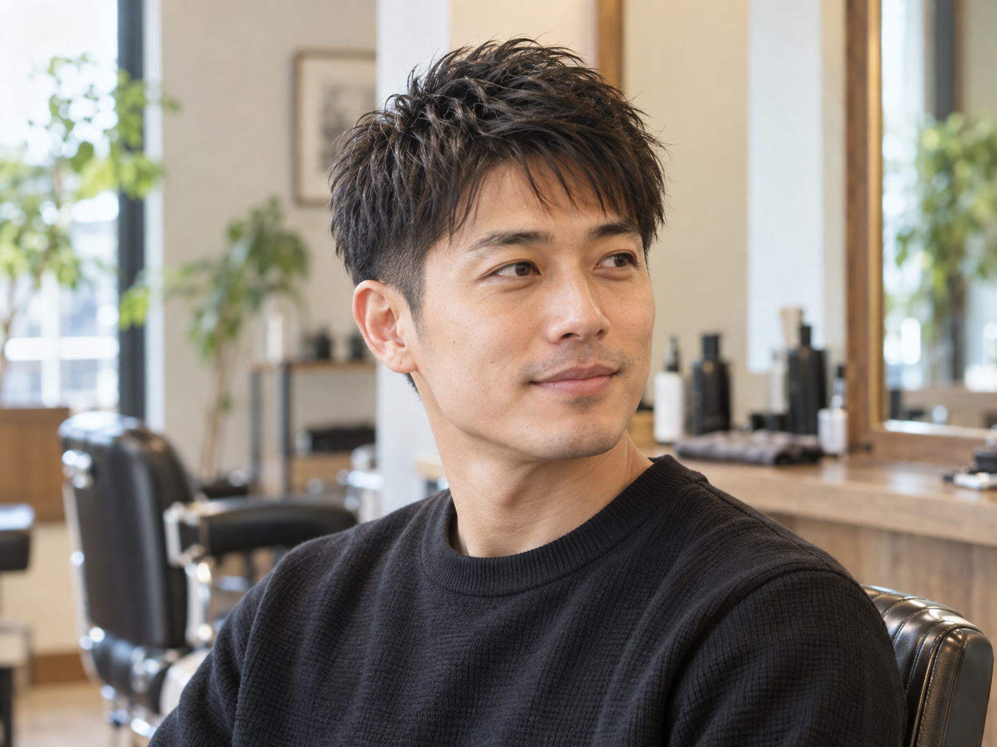 横から見たショートレイヤー・ショートクロップの男性の髪型イメージ
