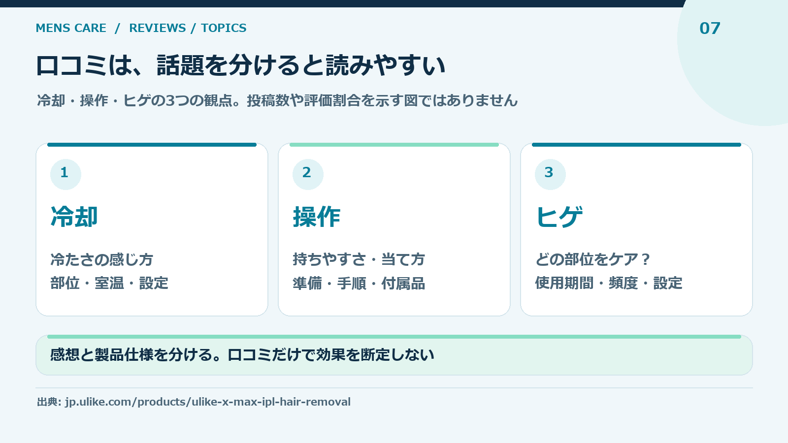 X Max口コミの冷却・操作・ヒゲケアを整理する話題別マップ