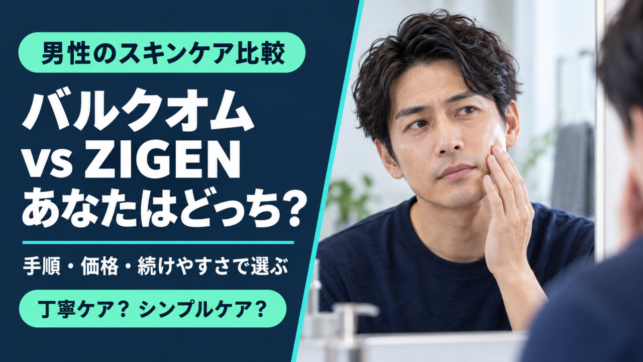 バルクオムとZIGENはどっち？スキンケアの手順・価格・続けやすさを比較