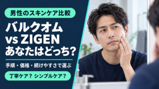 バルクオムとZIGENはどっち？スキンケアの手順・価格・続けやすさを比較